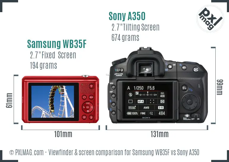 Samsung WB35F vs Sony A350 Screen and Viewfinder comparison Samsung WB35F vs Sony A350 Screen and Viewfinder comparison