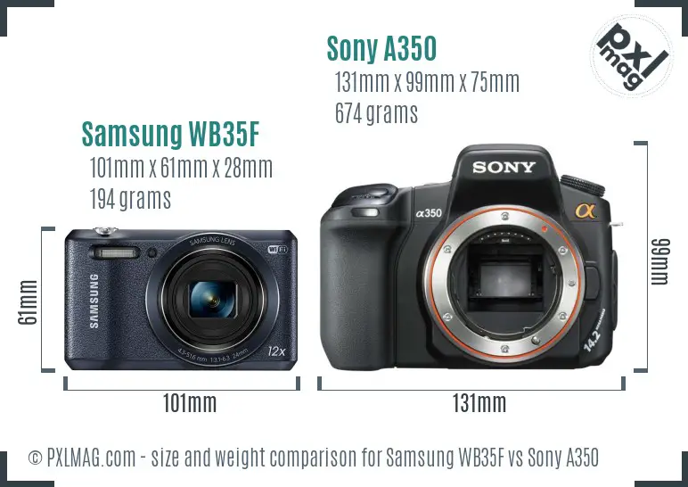 Samsung WB35F vs Sony A350 size comparison Samsung WB35F vs Sony A350 size comparison