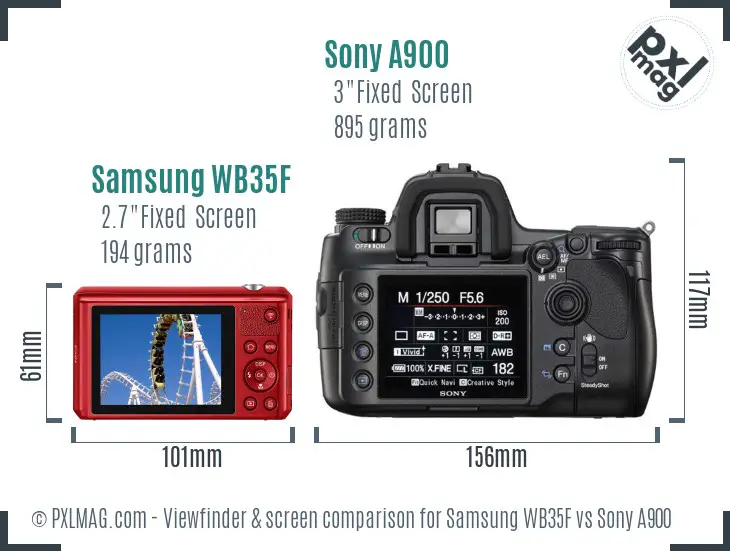 Samsung WB35F vs Sony A900 Screen and Viewfinder comparison