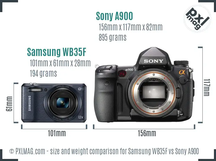 Samsung WB35F vs Sony A900 size comparison