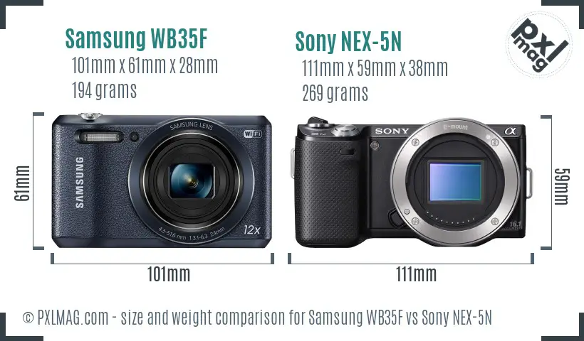 Samsung WB35F vs Sony NEX-5N size comparison