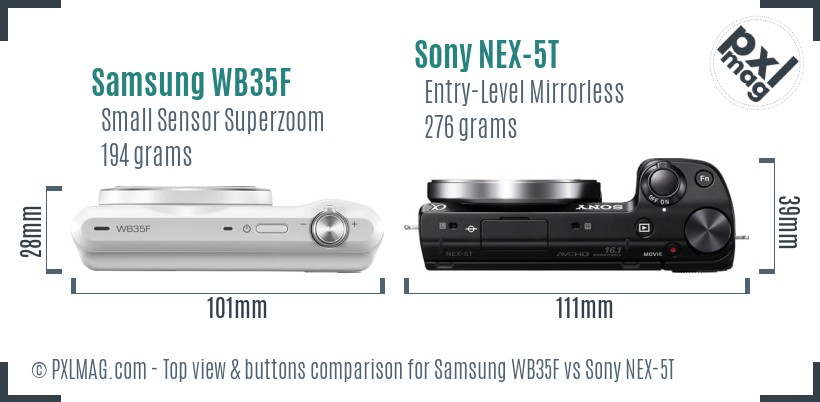 Samsung WB35F vs Sony NEX-5T top view buttons comparison