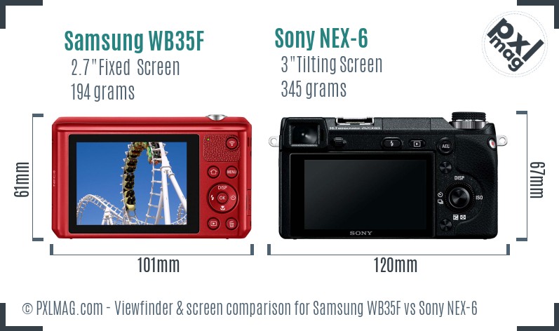 Samsung WB35F vs Sony NEX-6 Screen and Viewfinder comparison