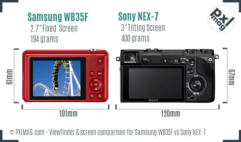 Samsung WB35F vs Sony NEX-7 Screen and Viewfinder comparison