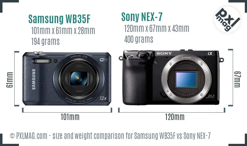 Samsung WB35F vs Sony NEX-7 size comparison