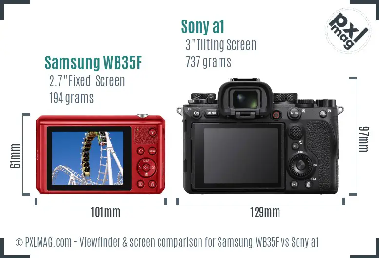 Samsung WB35F vs Sony a1 Screen and Viewfinder comparison