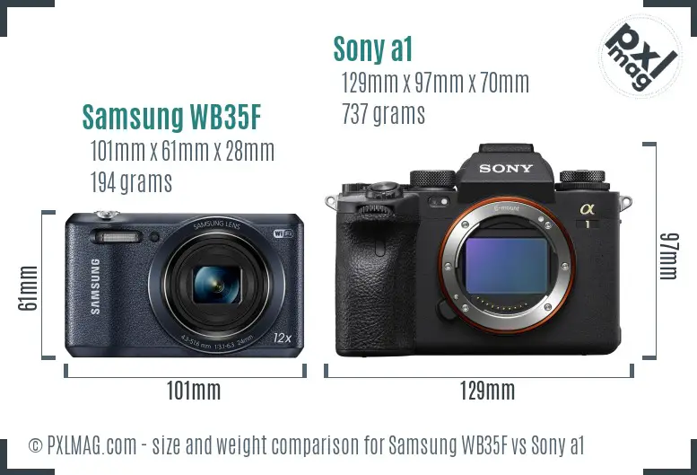 Samsung WB35F vs Sony a1 size comparison
