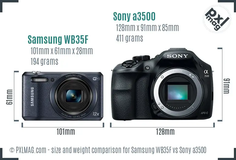Samsung WB35F vs Sony a3500 size comparison