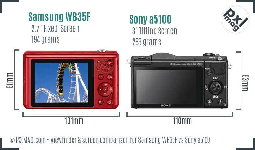 Samsung WB35F vs Sony a5100 Screen and Viewfinder comparison