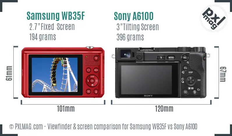 Samsung WB35F vs Sony A6100 Screen and Viewfinder comparison