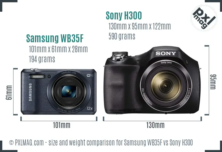 Samsung WB35F vs Sony H300 size comparison Samsung WB35F vs Sony H300 size comparison