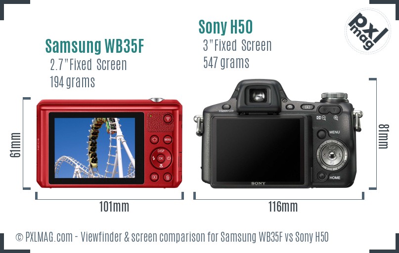 Samsung WB35F vs Sony H50 Screen and Viewfinder comparison
