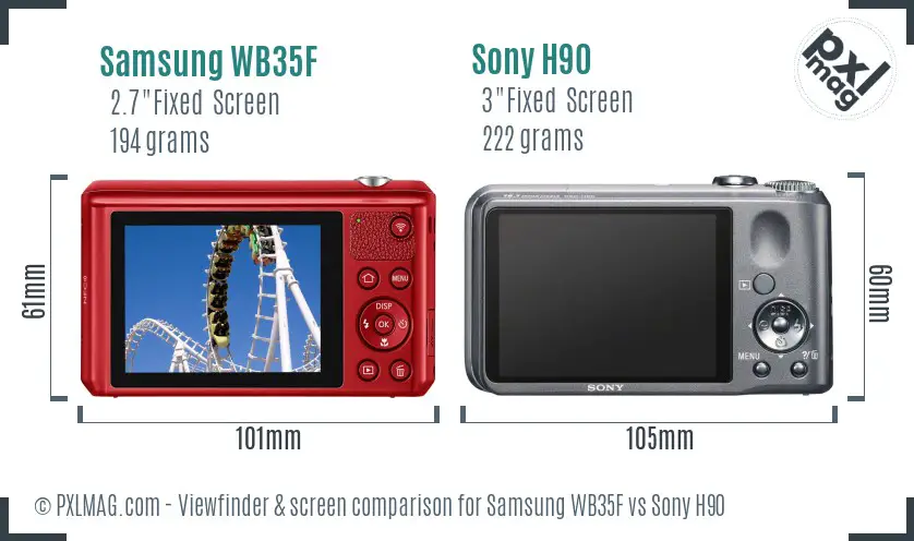 Samsung WB35F vs Sony H90 Screen and Viewfinder comparison