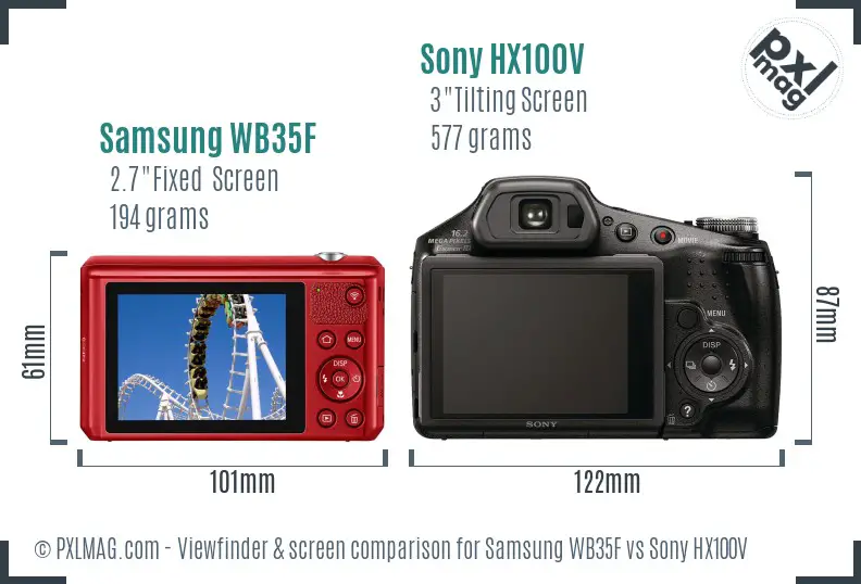 Samsung WB35F vs Sony HX100V Screen and Viewfinder comparison