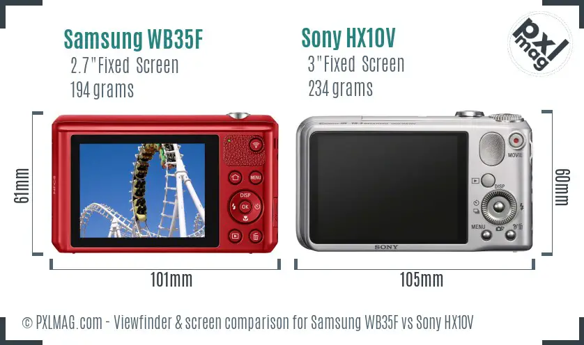 Samsung WB35F vs Sony HX10V Screen and Viewfinder comparison