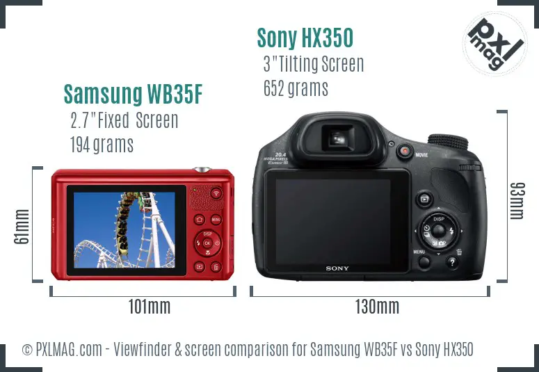 Samsung WB35F vs Sony HX350 Screen and Viewfinder comparison