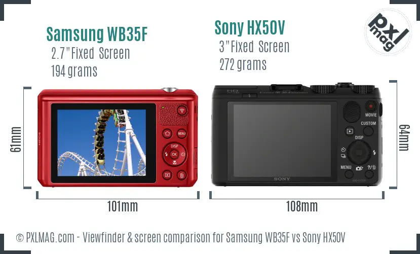 Samsung WB35F vs Sony HX50V Screen and Viewfinder comparison