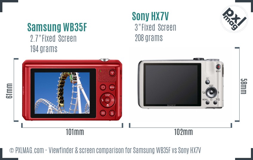 Samsung WB35F vs Sony HX7V Screen and Viewfinder comparison