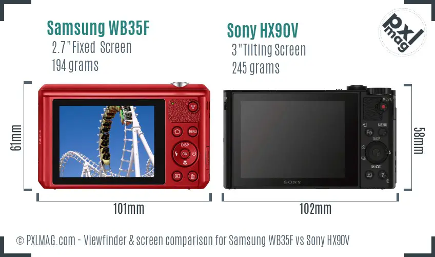 Samsung WB35F vs Sony HX90V Screen and Viewfinder comparison