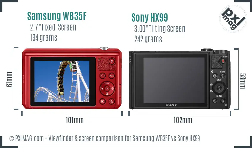 Samsung WB35F vs Sony HX99 Screen and Viewfinder comparison