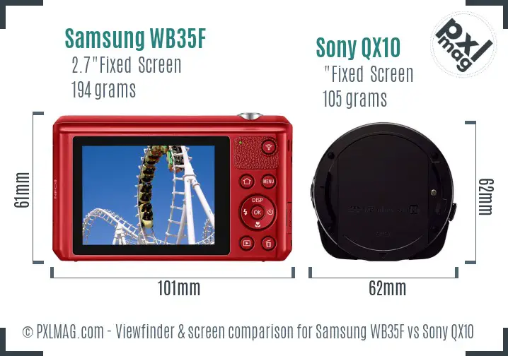 Samsung WB35F vs Sony QX10 Screen and Viewfinder comparison Samsung WB35F vs Sony QX10 Screen and Viewfinder comparison