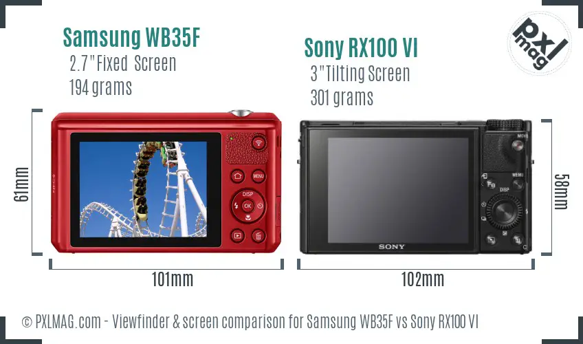 Samsung WB35F vs Sony RX100 VI Screen and Viewfinder comparison