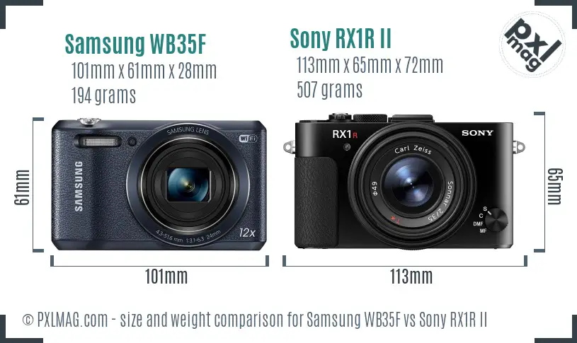 Samsung WB35F vs Sony RX1R II size comparison