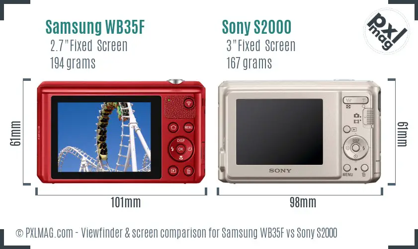 Samsung WB35F vs Sony S2000 Screen and Viewfinder comparison Samsung WB35F vs Sony S2000 Screen and Viewfinder comparison