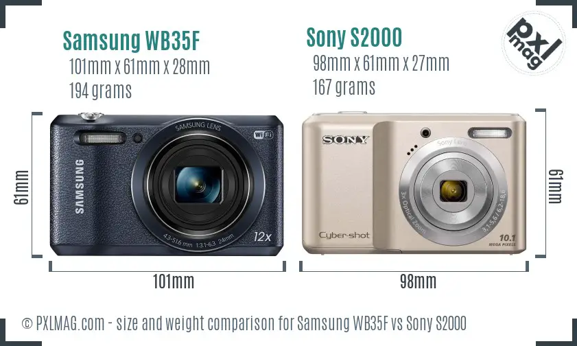 Samsung WB35F vs Sony S2000 size comparison Samsung WB35F vs Sony S2000 size comparison