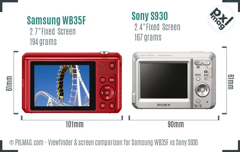 Samsung WB35F vs Sony S930 Screen and Viewfinder comparison