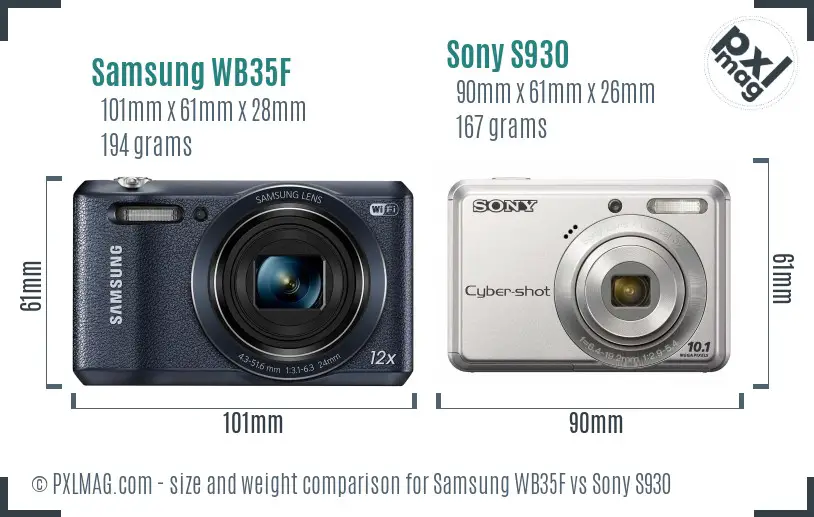 Samsung WB35F vs Sony S930 size comparison