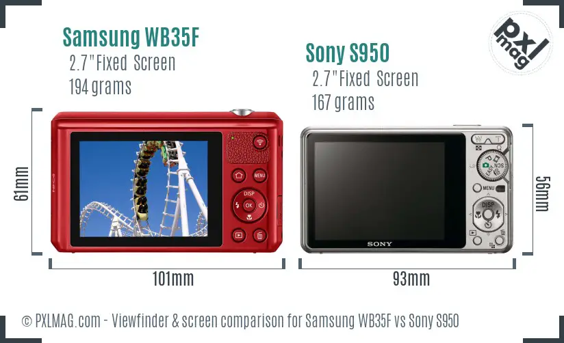 Samsung WB35F vs Sony S950 Screen and Viewfinder comparison Samsung WB35F vs Sony S950 Screen and Viewfinder comparison