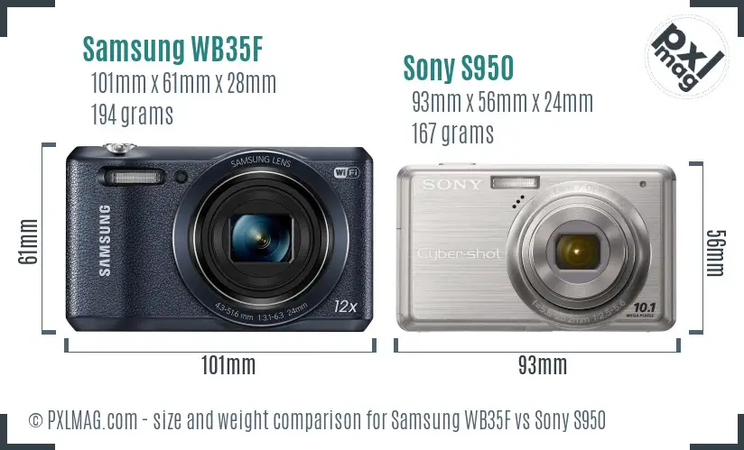 Samsung WB35F vs Sony S950 size comparison Samsung WB35F vs Sony S950 size comparison