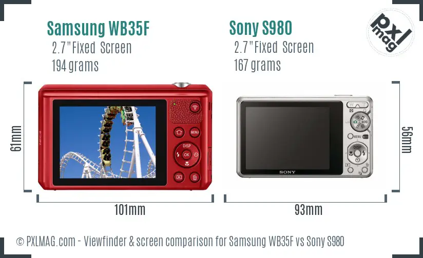 Samsung WB35F vs Sony S980 Screen and Viewfinder comparison