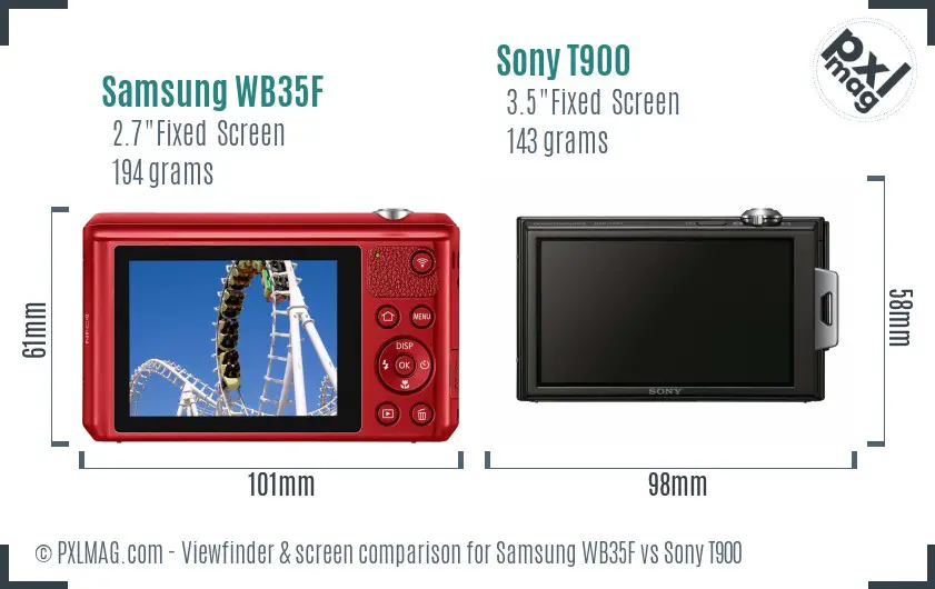 Samsung WB35F vs Sony T900 Screen and Viewfinder comparison