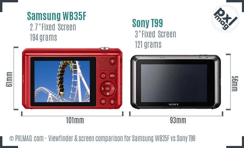 Samsung WB35F vs Sony T99 Screen and Viewfinder comparison