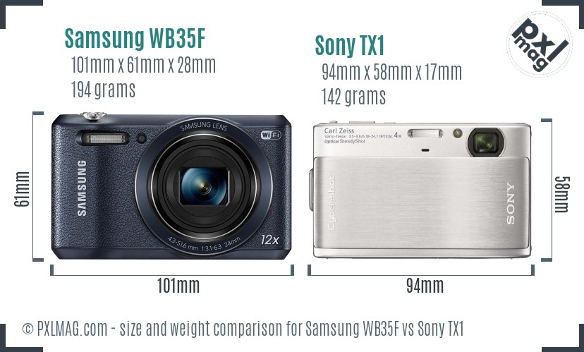 Samsung WB35F vs Sony TX1 size comparison Samsung WB35F vs Sony TX1 size comparison