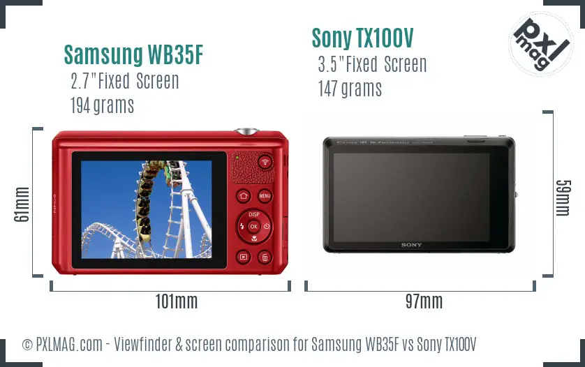 Samsung WB35F vs Sony TX100V Screen and Viewfinder comparison