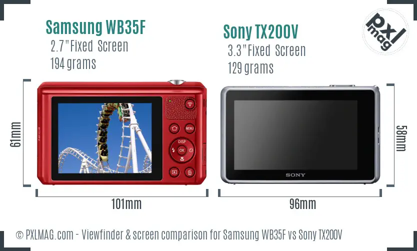Samsung WB35F vs Sony TX200V Screen and Viewfinder comparison
