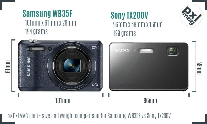 Samsung WB35F vs Sony TX200V size comparison