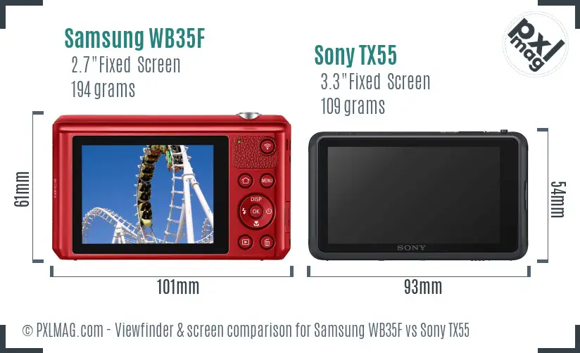 Samsung WB35F vs Sony TX55 Screen and Viewfinder comparison