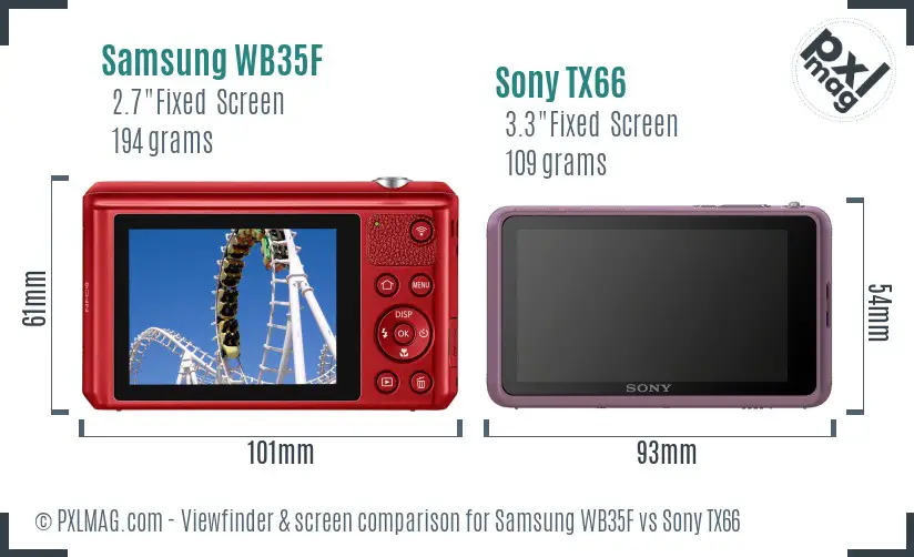 Samsung WB35F vs Sony TX66 Screen and Viewfinder comparison