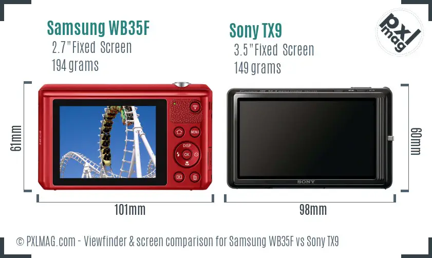 Samsung WB35F vs Sony TX9 Screen and Viewfinder comparison Samsung WB35F vs Sony TX9 Screen and Viewfinder comparison