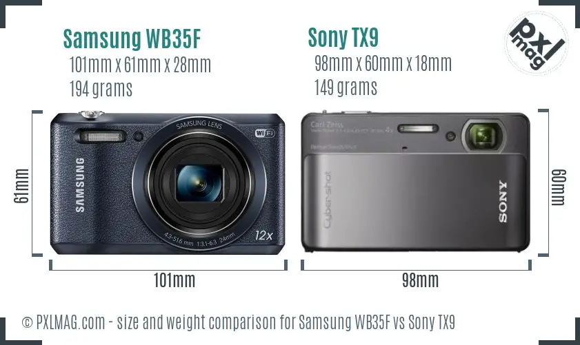 Samsung WB35F vs Sony TX9 size comparison Samsung WB35F vs Sony TX9 size comparison