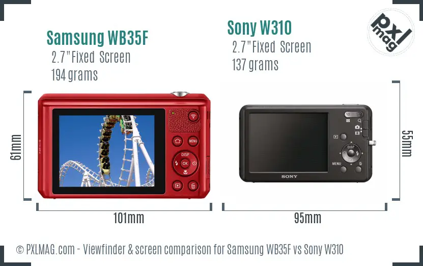 Samsung WB35F vs Sony W310 Screen and Viewfinder comparison Samsung WB35F vs Sony W310 Screen and Viewfinder comparison