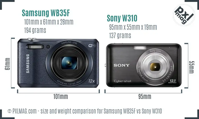 Samsung WB35F vs Sony W310 size comparison Samsung WB35F vs Sony W310 size comparison