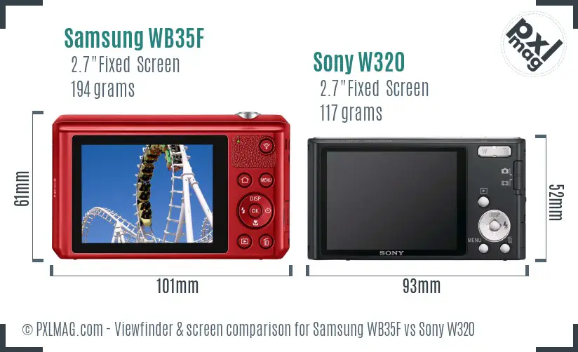 Samsung WB35F vs Sony W320 Screen and Viewfinder comparison