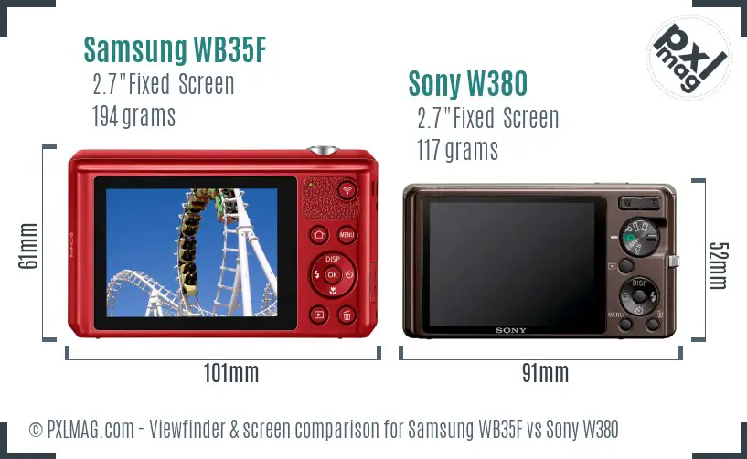 Samsung WB35F vs Sony W380 Screen and Viewfinder comparison Samsung WB35F vs Sony W380 Screen and Viewfinder comparison