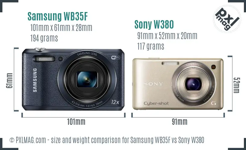 Samsung WB35F vs Sony W380 size comparison Samsung WB35F vs Sony W380 size comparison