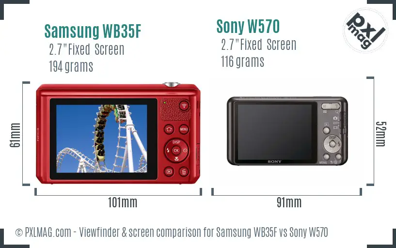 Samsung WB35F vs Sony W570 Screen and Viewfinder comparison